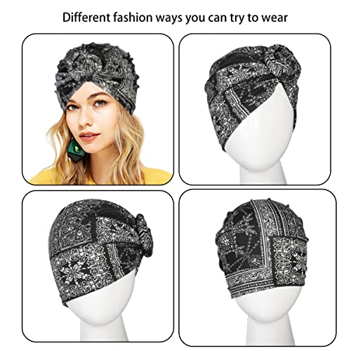 Image of KYNARI Turban Head Wraps for Women, Pretied Stretch Bonnet Hair Wrap | African Knot Turban Hats Pre Twist Headwear Soft Head Scarf Elastic and Breathable Head Covering Cancer Caps for Black Women