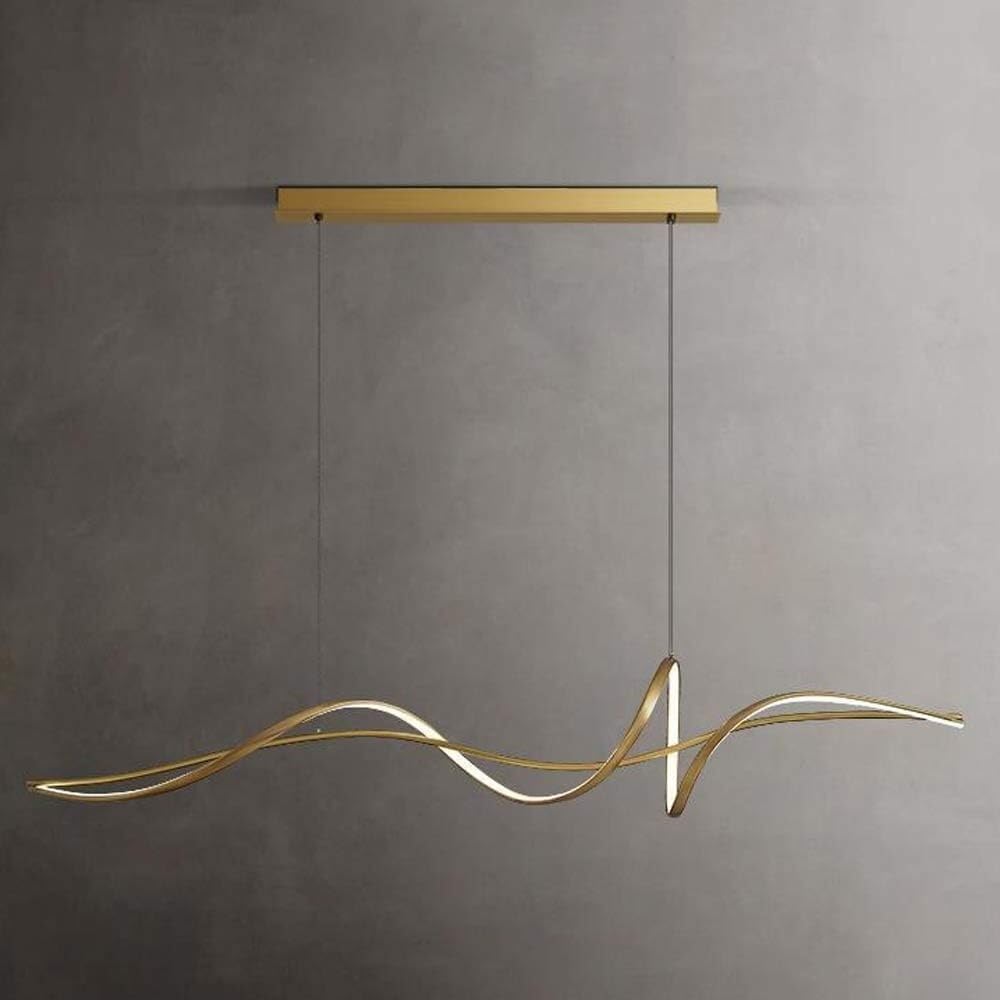 Lampadario , Lampada a sospensione lineare a LED in rame semplice nordico Lampada da tavolo a LED Lampada da pranzo lineare Luci da isola for sala da pranzo Cucina Isola Ufficio (dimensioni : 140cm) (