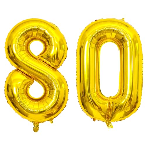 Image of Gold Number Balloons Birthday Balloons - Giant Gold Number 80 Balloon 40 inch, Numbers Balloon 10th Birthday Decorations, Gold Party Supplies for Women Men