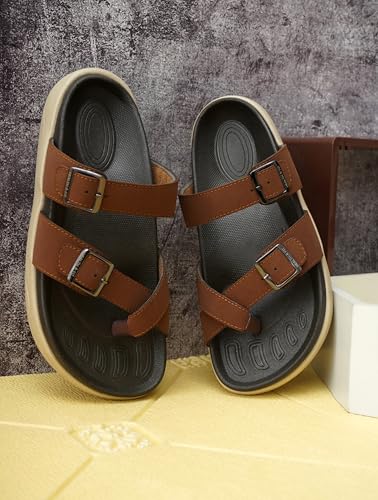 Image of HEALTH FIT Extra Soft Premium Classic Cushion Sliders /with Adjustable Buckle Strap & Light Weight Anti-SkidWaterproof Luxurious Slippers for Men's HF119
