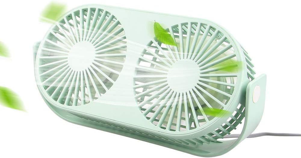 Desktop Fan Double-Headed Desktop Fan Home Table USB Mini Fan with Aromatherapy (Green)