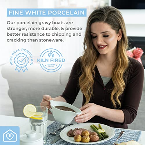 Heartland Home Porcelain Gravy Boat With Large Pour And Fewer Drips. Large White Gravy Boat, 16Floz. #TOP4