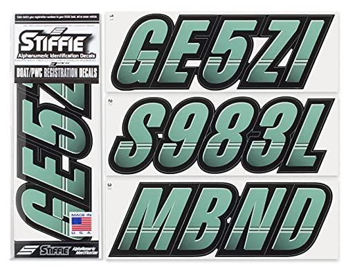 Image of STIFFIE Techtron Cozumel /Black 3 inch Boat & PWC Registration Decals • Numbers Letters Stickers