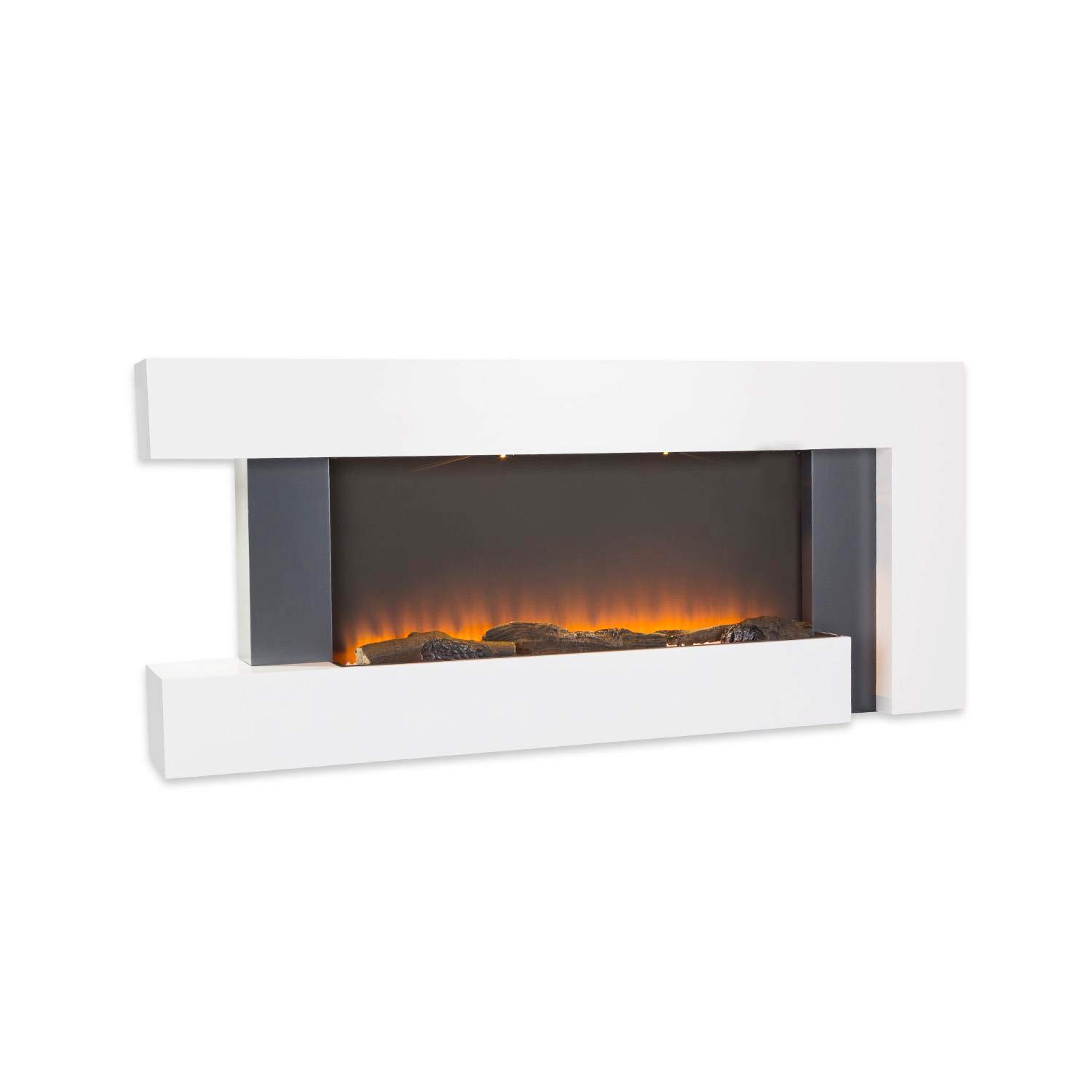 Klarstein White Electric Fireplace, Electric Fire And Surround Mantel Suite For Living Room, 2000W Led Flame Fire Place W/Remote Control & Timer, Indoor Log Effect Wood Burner, Electric Fire Suites Heater