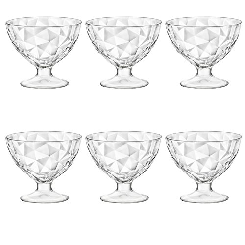 Bormioli Rocco Diamant Dimpled Clair Stemmed Sundae Dessert Bowls - 360ml - Lot de 6