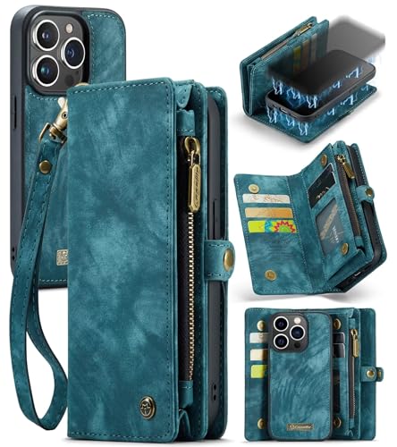 Pochette de portefeuille en cuir pour iPhone 6 et 6S avec 9 fentes cartes bleu
