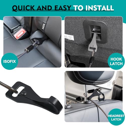 Libbipaw Kaufester Hunde-Sicherheitsgurt für das Auto, 81,3 cm, mit Riegelbefestigung, Luftfahrt-Aluminium-Karabiner bis zu 453 kg, sichere Hundeleine, 2 Stück