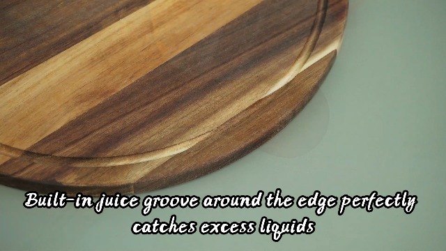 Tablas de cortar redondas de madera de acacia con mango, pack de 12 piezas para frutas, pan, pizza y vegetales miniatura 7