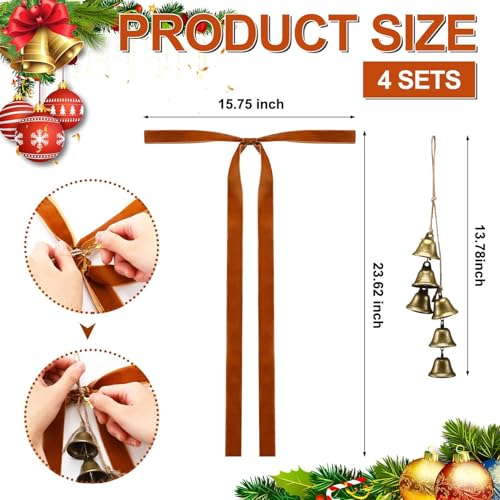 Lazos de terciopelo para árbol de Navidad y decoración de coronas o cenas familiares 6
