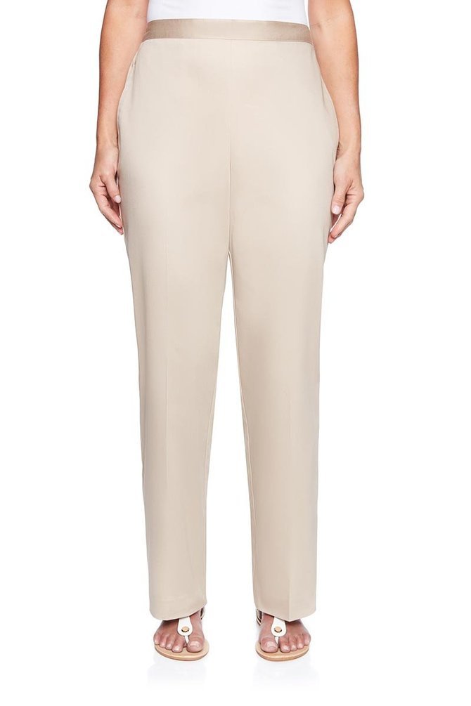 Alfred Dunner Womens Scottsdale Solid Sateen Pants - Medium Length