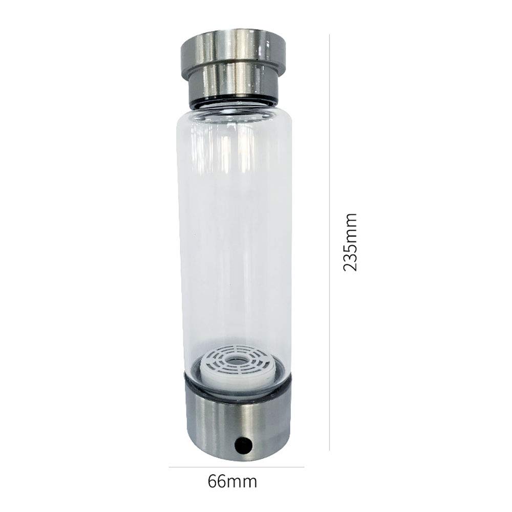 Generador De Agua Rica En Hidrógeno Ionizador De Agua Alcalina 3 Minutos Descarga De Alta Concentración Ozono Y Cloro Portátil USB Recargable Botella De Vidrio De Alto Borosilicato,350ml