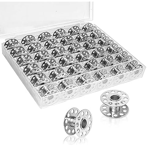Hotusi Metal Sewing Machine Bobbins,36Pcs Empty Metal Threads Spools Bobbins with Storage Box, Sewing Machines Replacement Accessories for Most Domestic Sewing Machines Cover