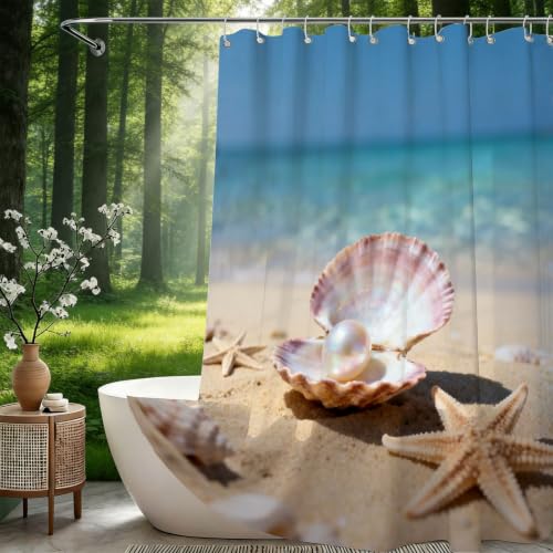 Rideau de douche ocean perle pour baignoire familiale en polyester