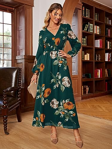 Image of Simplee Women's Boho Floral Maxi Dress Flowy Casual V Neck Short Sleeve Wedding Guest Holiday Beach Long Dress