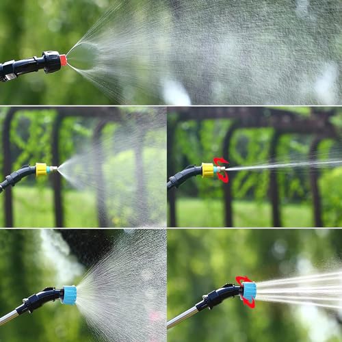 DOUBFIVSY Drukspuit, autopomp, tuinsproeier met batterij, elektrische plantensproeier met 3 sproeiers, telescopische lans met zichtbaar batterijniveau, transparante tank - Afbeelding 3