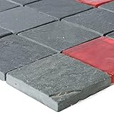 Material: Schiefer, Glas Mosaikfliesen Dragon Schiefer Glas Mix Schwarz Rot  Wandfliesen  Mosaik-Fliesen  Glas-Mosaik  Fliesen-Bordüre  Ideal für die Küche und Badezimmer (auch als Muster erhältlich)