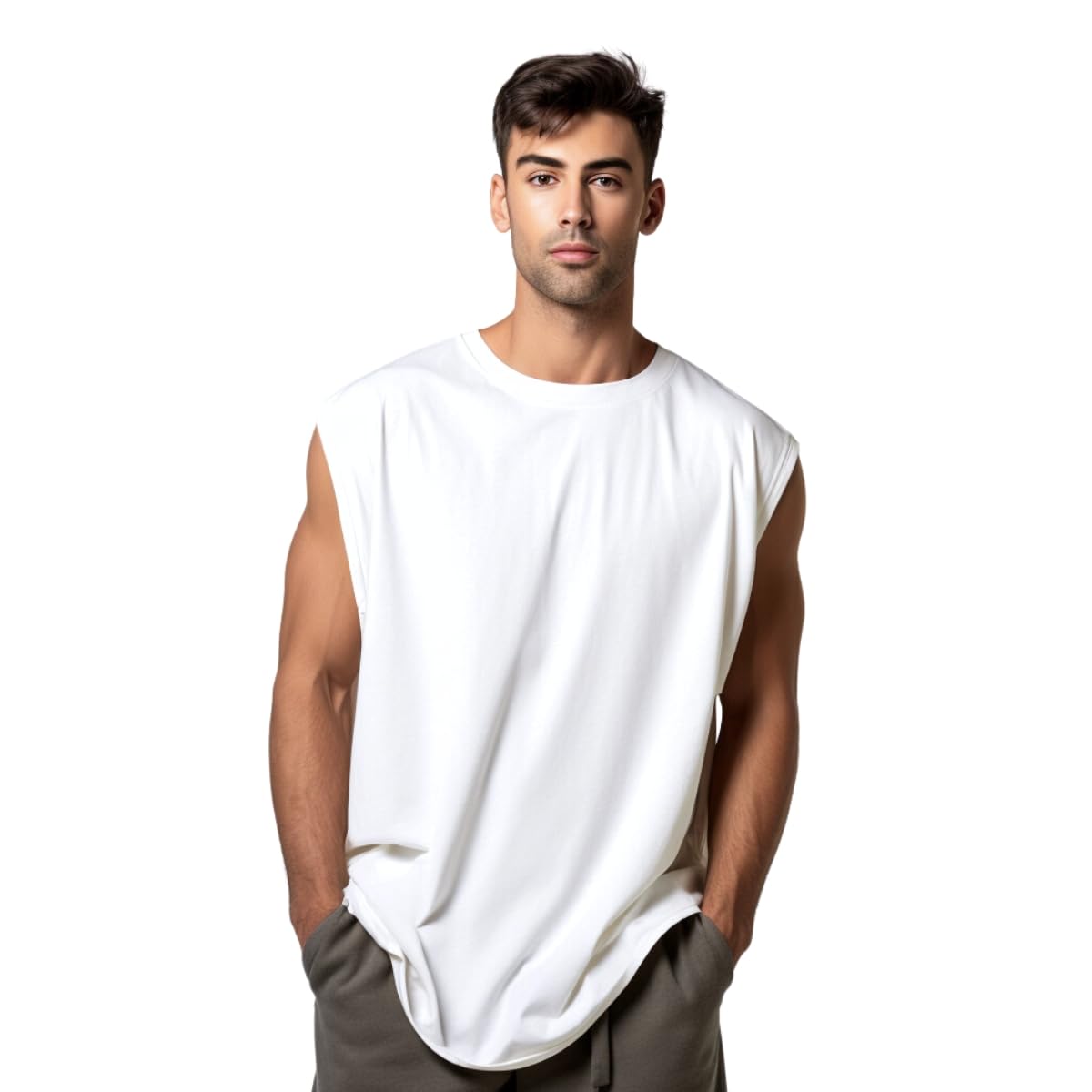 Regata Masculina Oversized Longline Machão, Academia, Musculação, Treino