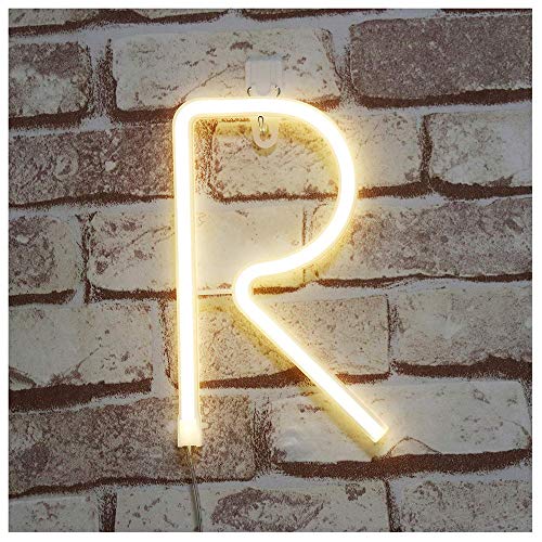 Image of ENUOLI Letter Neon Lights Warm White LED Alphabet Neon Words Signs(R) | Battery /USB Operated Letter Neon Sign Art Lights Words Wall Light up Girls' Room Wedding Birthday Party Christmas Home Decor