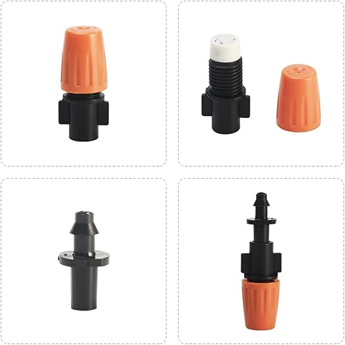 Miniatura 5 de UMXOSM 50 goteros de riego de flujo ajustable con micropulverizador, cabezal de rociador de jardín, atomizadores de riego por goteo, boquillas de