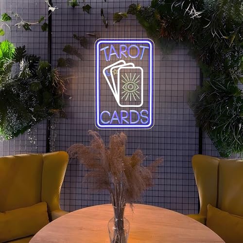 Image of Blue & White Neon Sign for Wall Decor Led Light Sign Neon Light for Room Party Home Wall Decor USB Powered - Tarot Cards