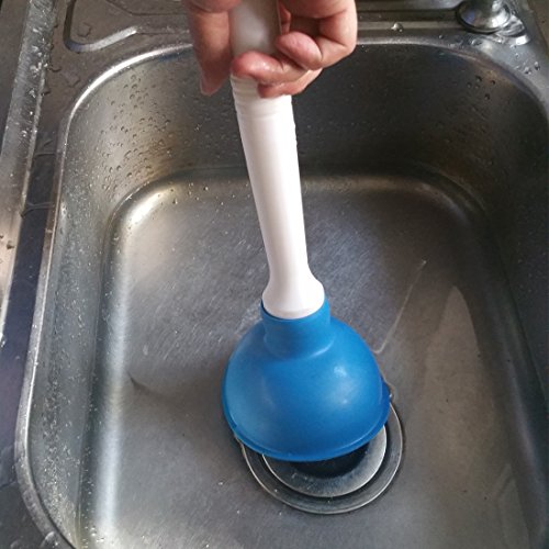 NewFerU Small Plunger Pump Liquid Plumber Clog Remover Cleaner Unclogger Tool for Toilet,Kitchen Sink Drain,Bathroom Shower Tub with Portable 4 Inch Cup and 9 Inch Handle (Blue) - Thumbnail 5