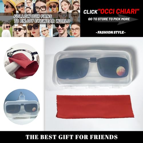 Image of OCCI CHIARI Polarized Flip-up Clip-on Sunglasses for Eyeglasses for Men and Women Outdoor /Driving UV400