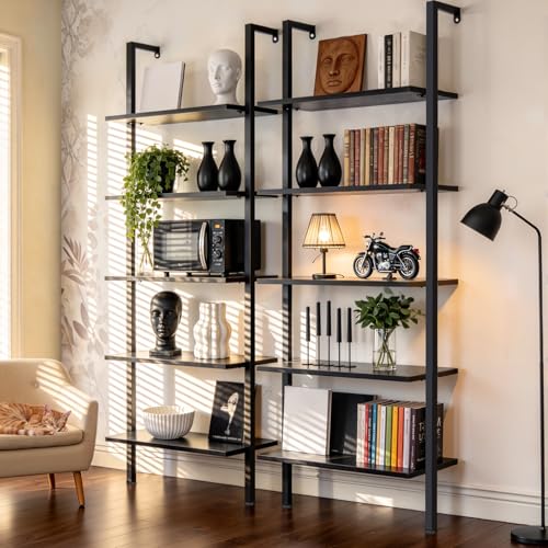 Consejos para Comprar Librero de Escalera los más recomendados. 43 FURRIFIC Librero,2pzas 5 Layer Wall Mounted Librero Organizador,180cm Open Estante,Horizontal Minimalista Suitable,estantería Simple Adecuada para Dormitorio,Sala de...