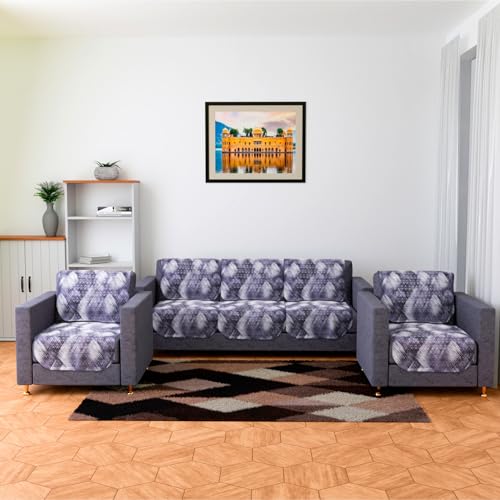 Image of Kuber Industries Shaded Venus Sofa Cover Set | 5-Seater Sofa Slipcover for Living Room & Hall | Gray