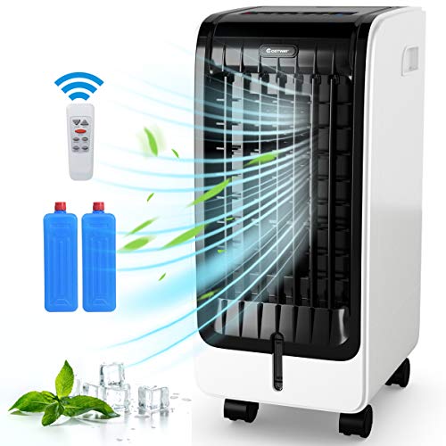 COSTWAY Evaporative Cooler, 4-in-1 Portable Cooling, Fan, Humidifier and Anion, with 3 Modes