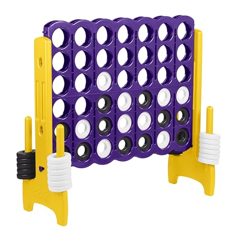 Image of ECR4Kids Jumbo 4-to-Score Giant Game with 42 Rings and Reset Sliders, Kids Games, Purple /Gold