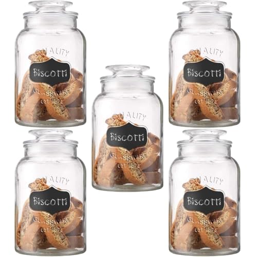 Image of 1500 ML Airtight Glass Jar, Transparent Storage Container, Food Grade Kitchen Storage Box, Dry Fruit, Snacks, Biscuit Jar, Leakproof Lid, Multipurpose Container (Pack of 5)