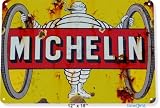JOHUA Michelin Pneus Tubes de pièces détachées en métal pour Magasin Automobile Plaque d'avertissement Vintage pour Garage, Maison, café, Bureau;
