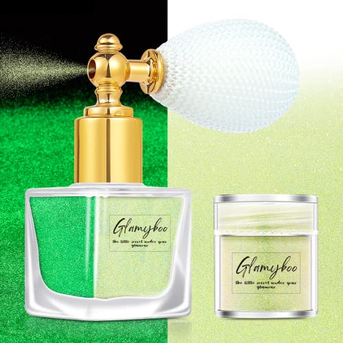 Glamyboo 𝐁𝐨𝐝𝐲 𝐚𝐧𝐝 𝐅𝐚𝐜𝐞 𝐆𝐥𝐢𝐭𝐭𝐞𝐫 𝐒𝐩𝐫𝐚𝐲 | Green Glitter Shimmer Body Spray | 𝑳𝒖𝒎𝒊𝒏𝒐𝒖𝒔 𝑮𝒍𝒊𝒕𝒕𝒆𝒓 𝑺𝒑𝒓𝒂𝒚 𝒇𝒐𝒓 𝑯𝒂𝒊𝒓 𝒂𝒏𝒅 𝑩𝒐𝒅𝒚 | 10G Refill Included #TOP1