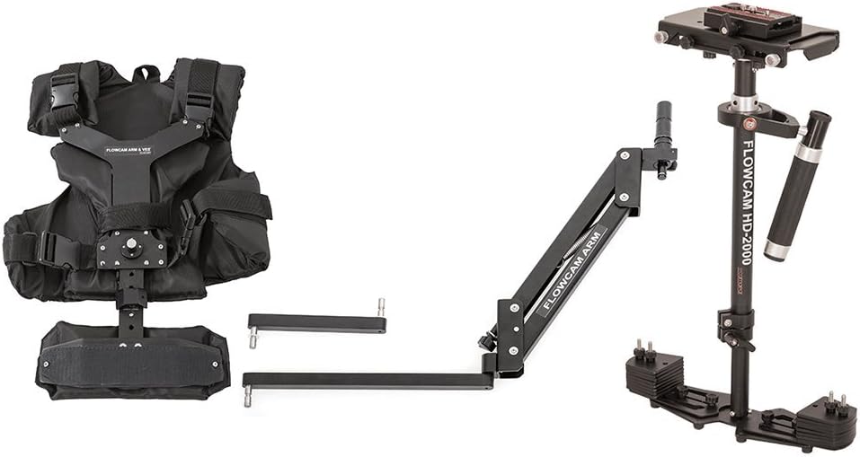 FLOWCAM HD-2000 Camera Handheld Steadycam Stabilizer System with Flowcam Arm Vest and Metal Quick Release Plate for DSLR Video Camcorder up to 2.7 kg(6 lbs) with Carry Bag