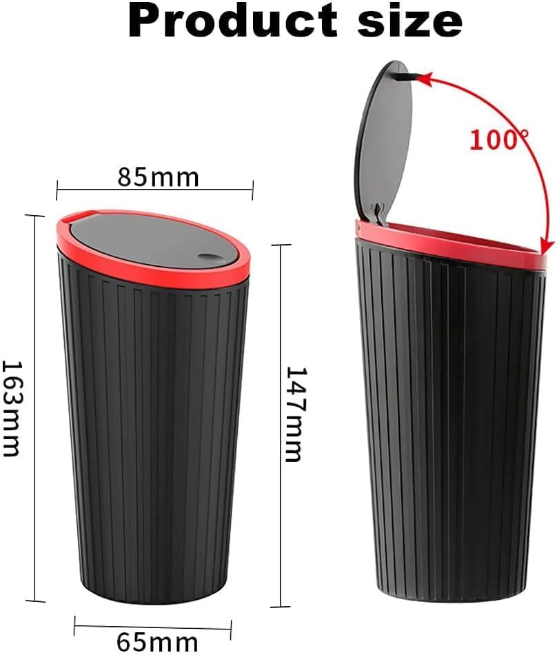 Image of Mini Car Trash Can Cup Holder Trash Bin With Lid Leakproof Garbage Can Washable Cup Car Accessories, Multi-Purpose Car Trash Can - Waterproof, Fits Cup Holders & Armrests (Red)