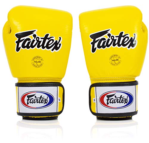 Fairtex Bgv1Br Muay Thai Boxing Breathable Gloves For Men, Women, Kids | Mma Gloves, Kickboxing, Gym, Workout | Premium Quality, Light Weight & Shock Absorbent 16 Oz Boxing Gloves-Yellow #TOP3