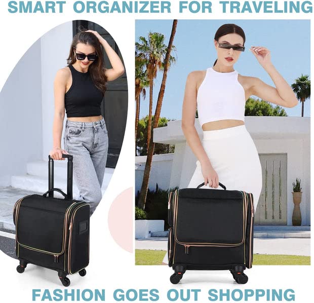 Adson Professional Beauty Makeup Cosmetic Aluminium Vanity Trolley Train case (Black Nylon) - Image 8 thumbnail