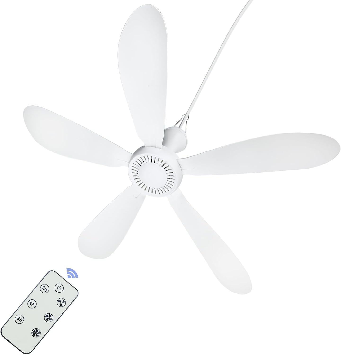 28" AC 110V Portable Ceiling Fan with Remote Control Timing 3 Speed, Plug in Ceiling Fan Hanging Fan for Gazebo Camping RV Tent Home Room Outdoor Indoor