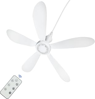 28" AC 110V Portable Ceiling Fan with Remote Control Timing 3 Speed, Plug in Ceiling Fan Hanging Fan for Gazebo Camping RV Tent Home Room Outdoor Indoor