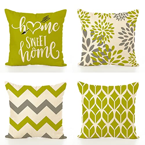 Taie d'oreiller 60x60cm en lin vert herbe pour coussin de canapé - 2
