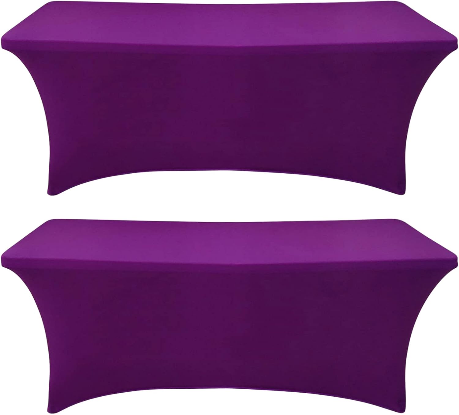 SEPARO 2 Pack 8 Ft Purple Table Cover Fitted Rectangular Tablecloth Stretchable Fabric Table Cloth 8 ft Wrinkle-Free for Party Tradeshows Banquet Weddings Cocktail