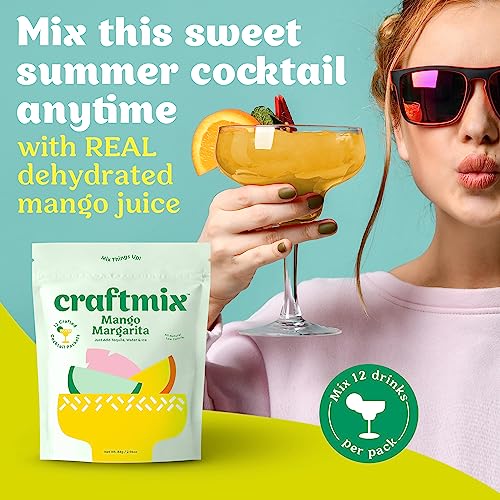 Image of Craftmix Mango Margarita Cocktail & Mocktail Drink Mixer, Pack of 12 | Skinny Mixes, Water Flavoring Packets, Made with Real Fruit, Vegan Low-Carb, Low-Sugar, Non-GMO, Dairy Free, Gluten Free