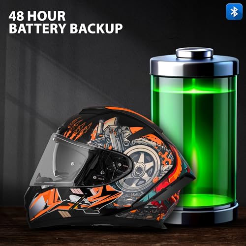 Image of Steelbird SBH-32 Trickster Bluetooth ISI and Dot Certified Full Face Helmet for Men and Women with Inner Smoke Sun Shield