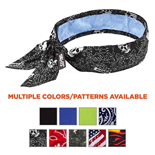 Image of Ergodyne Chill Its 6700CT Cooling Bandana, Lined with Evaporative PVA Material for Fast Cooling Relief, Tie for Adjustable Fit, Skulls