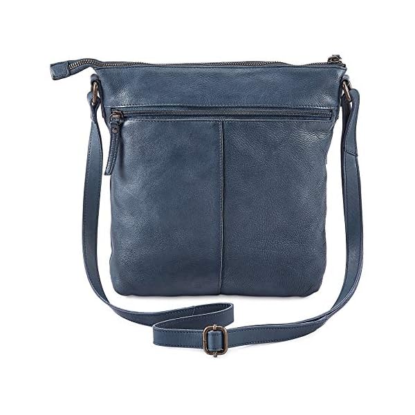 Cochoa Women Real Leather Crossbody Triple Zip Vintage Handbag Purse Travel Crossover Shoulder Bag Handmade (Ocean Blue Washed Vintage) - Image 8