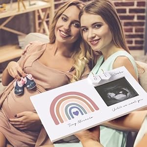 Rainbow Baby Sonogram Picture Frame Countdown Weeks, Pregnancy Announcement Ideas, 4"x3" Ultrasound Photo, Gender Reveal Baby-Shower Gift for New Mom Dad Expecting Parents Grandparents to Be Keepsake Rainbow Baby Sonogram Picture Frame Countdown Weeks Pregnancy Announcement Ideas 4×3 Ultrasound Photo Gender Reveal Baby Shower Gift for New Mom Dad Expecting Parents Grandparents to Be Keepsake