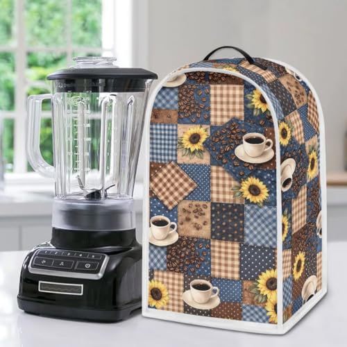 Image of Coffee Plaid Blender Dust Cover Appliance Covers for Kitchen
