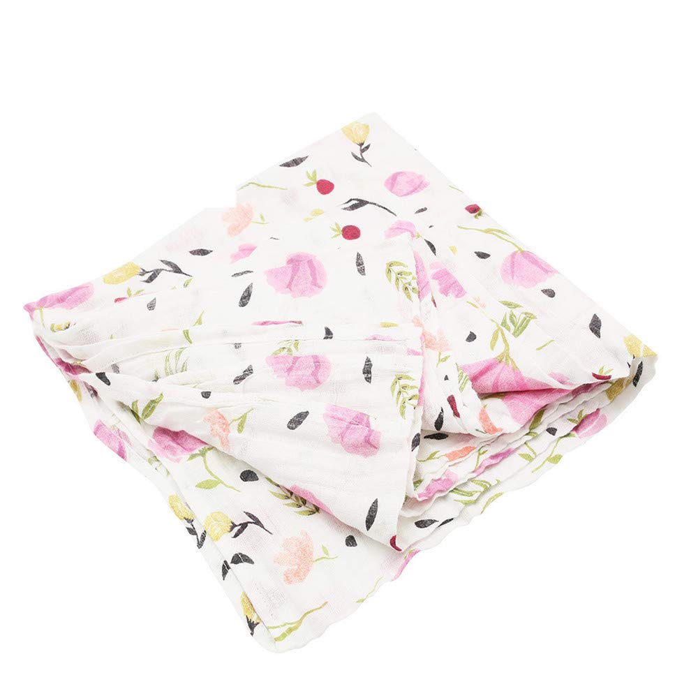 Muslin Swaddle Cloths for baby,Chickwin Organic 100% Cotton Extra Soft Boys or Girls Printed Design Large Square Cloths Wash Cloth Blanket for Sensitive Skin Baby (120 * 120cm,purple)