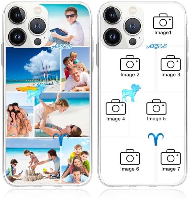 Personalized Astrology Zodiac Sign Collage Pictures Phone Case Design Your Aries Sign for iPhone 16 15 14 13 12 11 Galaxy S25 S24 S23 S22 S21 A16 A15 A14 A54 Custom Birthday Gift