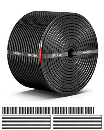 NAOEVO 16 Gauge Wire 2 Conductor Electrical Wire, 16 AWG Stranded PVC Cord, 12V Low Voltage/Tinned Copper/Flexible Cable for Automotive Wiring, Lamp Cord, Marine Cable (50FT)